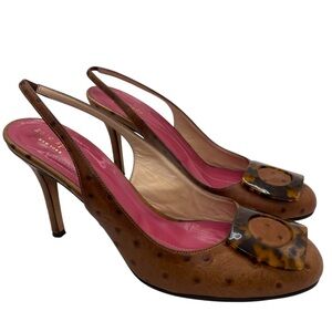 Kate Spade Brown Slingback Heels with Pink Insole